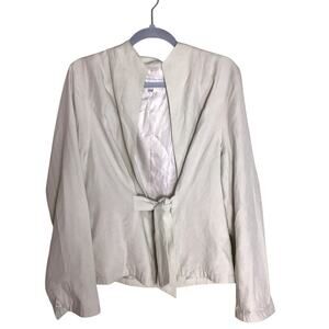 J Peterman Women Classic Tie front Blazer Sz.Lrg  Cream EUC Classic Career Wear